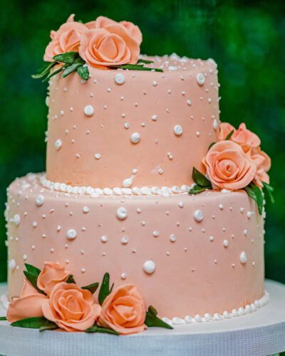 Peach Roses Truffle 2 Tier Cake