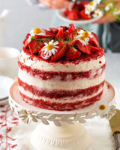 Red Velvet Strawberry Cake